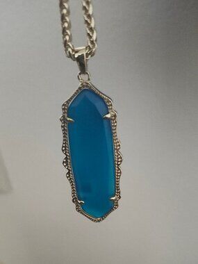 Kendra Scott Blue Agate Frances Gold Pendant Necklace